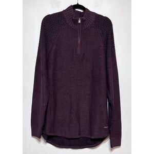JB Holt Quiet Luxury Mock Neck‎ Quarter-Zip Sweater Large Textured Street Chic